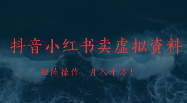 抖音小红书卖虚拟资料矩阵操作、可月入上万! 第1张
